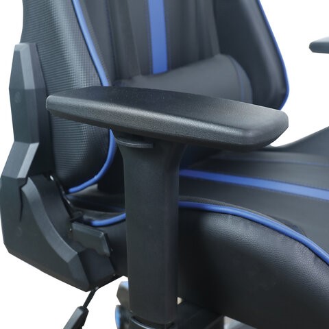 Кресло компьютерное BRABIX "GT Carbon GM-120", две подушки, экокожа, черное/синее, 531930 в Тольятти - изображение 12