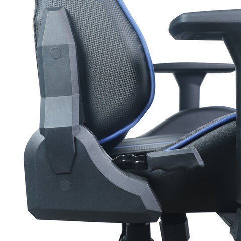 Кресло компьютерное BRABIX "GT Carbon GM-120", две подушки, экокожа, черное/синее, 531930 в Тольятти - изображение 14