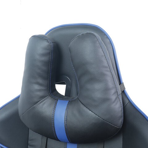 Кресло компьютерное BRABIX "GT Carbon GM-120", две подушки, экокожа, черное/синее, 531930 в Тольятти - изображение 8