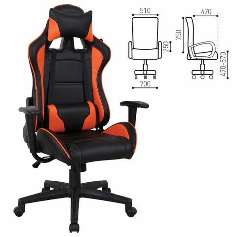 Офисное кресло Brabix GT Racer GM-100 (две подушки, экокожа, черное/оранжевое) 531925 в Тольятти - изображение 14