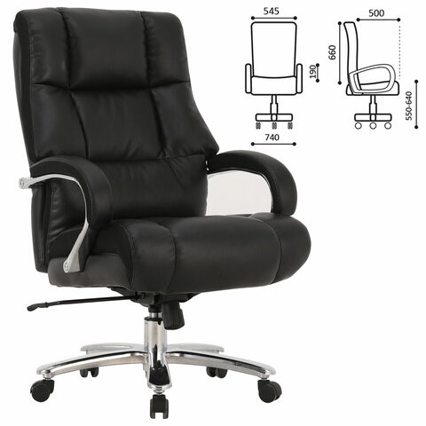 Кресло компьютерное Brabix Premium Bomer HD-007 (рециклированная кожа, хром, черное) 531939 в Тольятти - изображение 6