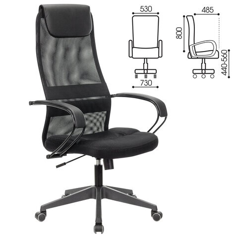 Кресло компьютерное Brabix Premium Stalker EX-608 PL (ткань-сетка/кожзам, черное) 532090 в Тольятти - изображение 11