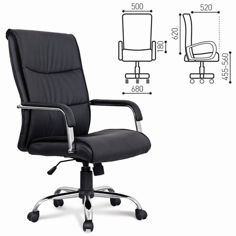 Кресло офисное BRABIX "Space EX-508", экокожа, хром, черное, 530860 в Самаре - изображение 1