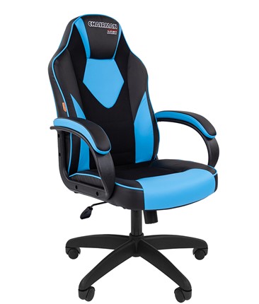 Офисное кресло CHAIRMAN GAME 17, цвет черный / голубой в Тольятти - изображение