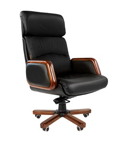 Кресло офисное CHAIRMAN 417 кожа черная в Самаре - предосмотр