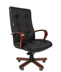Кресло компьютерное CHAIRMAN 424 WD Кожа черная в Самаре