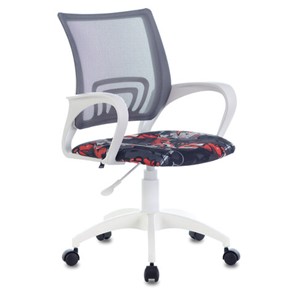 Офисное кресло Brabix Fly MG-396W (с подлокотниками, пластик белый, сетка, серое с рисунком "Graffity") 532404 в Тольятти