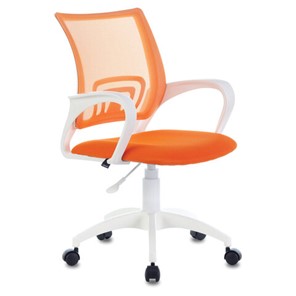 Кресло Brabix Fly MG-396W (с подлокотниками, пластик белый, сетка, оранжевое) 532401 в Сызрани