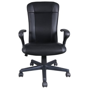 Кресло Brabix Optima MG-370 (с подлокотниками, экокожа/ткань, черное) 531580 в Тольятти