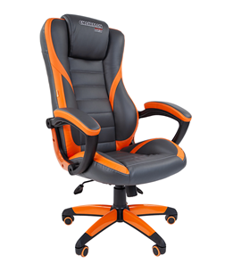 Кресло компьютерное CHAIRMAN GAME 22 эко кожа, серый/оранжевый в Тольятти - предосмотр