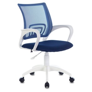 Офисное кресло Brabix Fly MG-396W (с подлокотниками, пластик белый, сетка, темно-синее) 532399 в Тольятти