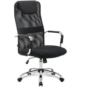 Кресло офисное Brabix Fit EX-514 (с подголовником, хром, черное) 531949 в Тольятти