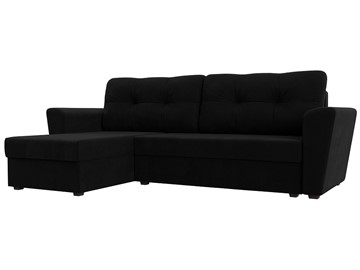 Угловой диван с оттоманкой Амстердам Лайт, Черный (микровельвет) в Самаре