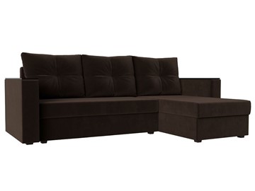 Угловой диван с оттоманкой Атланта Лайт Б/С, Коричневый (Микровельвет) в Самаре