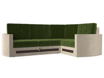 Угловой раскладной диван Белла, Зеленый/Бежевый (Микровельвет) в Самаре