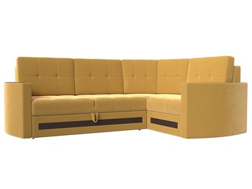 Угловой раскладной диван Белла, Желтый (Микровельвет) в Тольятти