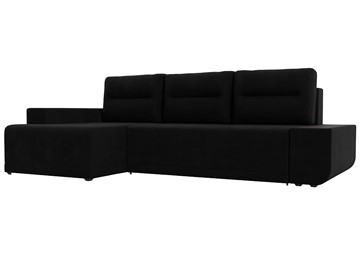 Угловой диван с оттоманкой Чикаго, Черный (микровельвет) в Тольятти