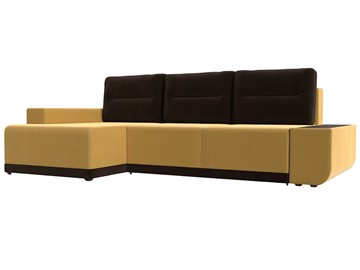 Угловой диван для гостиной Чикаго, Желтый/Коричневый (микровельвет) в Тольятти