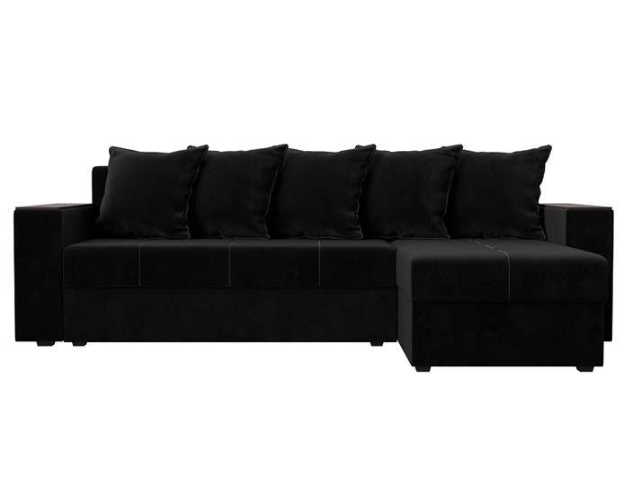 Угловой диван Дубай Лайт, Черный (велюр) в Тольятти - изображение 1