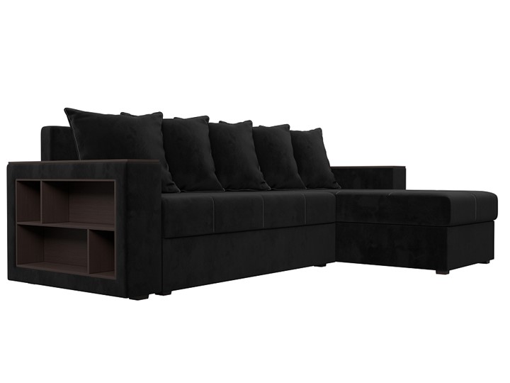 Угловой диван Дубай Лайт, Черный (велюр) в Самаре - изображение 2