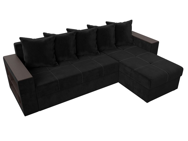 Угловой диван Дубай Лайт, Черный (велюр) в Самаре - изображение 3