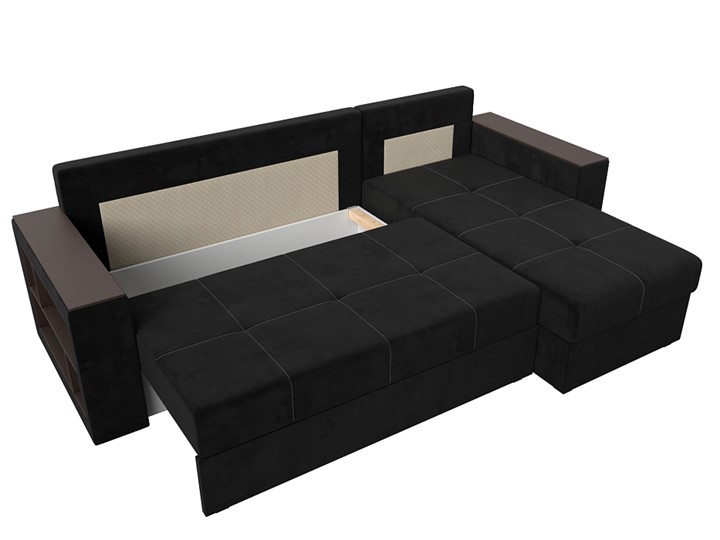 Угловой диван Дубай Лайт, Черный (велюр) в Самаре - изображение 5