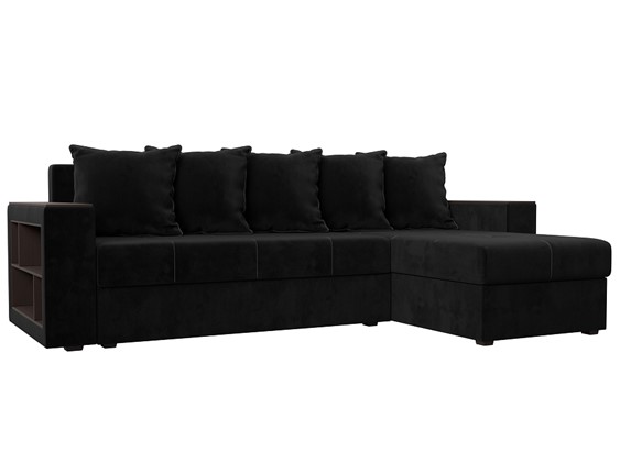 Угловой диван Дубай Лайт, Черный (велюр) в Тольятти - изображение