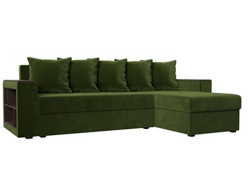 Угловой диван с оттоманкой Дубай Лайт, Зеленый (микровельвет) в Тольятти