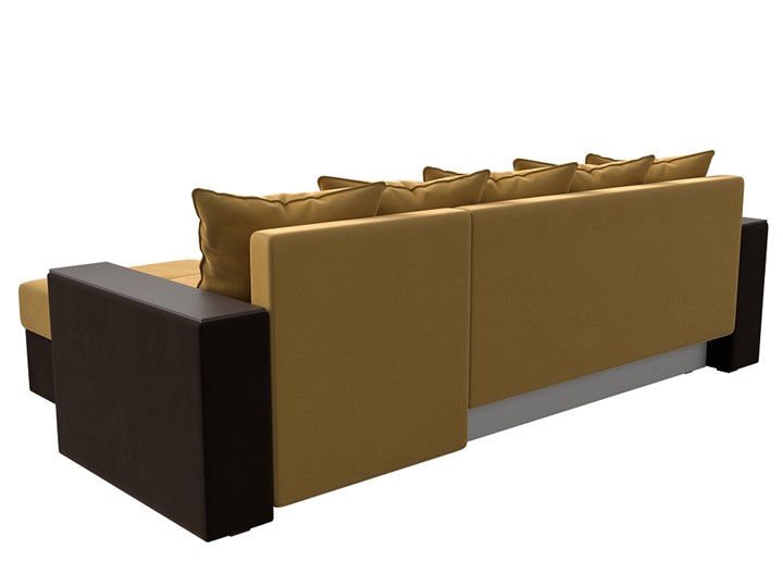Угловой раскладной диван Дубай Лайт, Желтый/Коричневый (микровельвет) в Тольятти - изображение 7