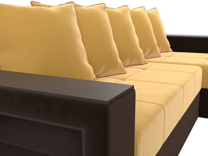Угловой раскладной диван Дубай Лайт, Желтый/Коричневый (микровельвет) в Самаре - изображение 8