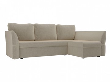 Угловой диван с оттоманкой Гесен, Бежевый (микровельвет) в Самаре