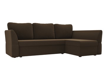 Угловой диван с оттоманкой Гесен, Коричневый (микровельвет) в Самаре