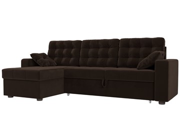 Угловой диван с оттоманкой Камелот, Коричневый (микровельвет) в Самаре