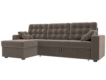 Угловой диван с оттоманкой Камелот, Коричневый (велюр) в Самаре