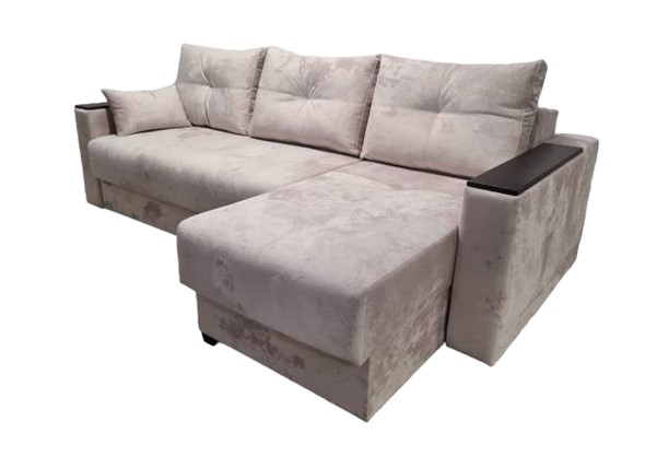 Угловой диван Комфорт 3 НПБ подлокотники МДФ, с оттоманкой в Самаре - изображение