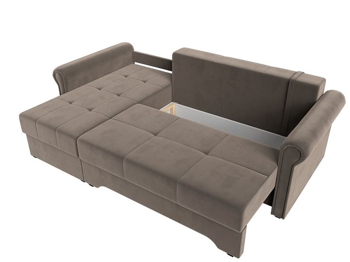 Угловой раскладной диван Леон боннель, Коричневый (Велюр) в Самаре - изображение 1