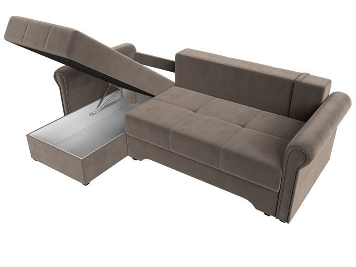 Угловой раскладной диван Леон боннель, Коричневый (Велюр) в Самаре - изображение 3