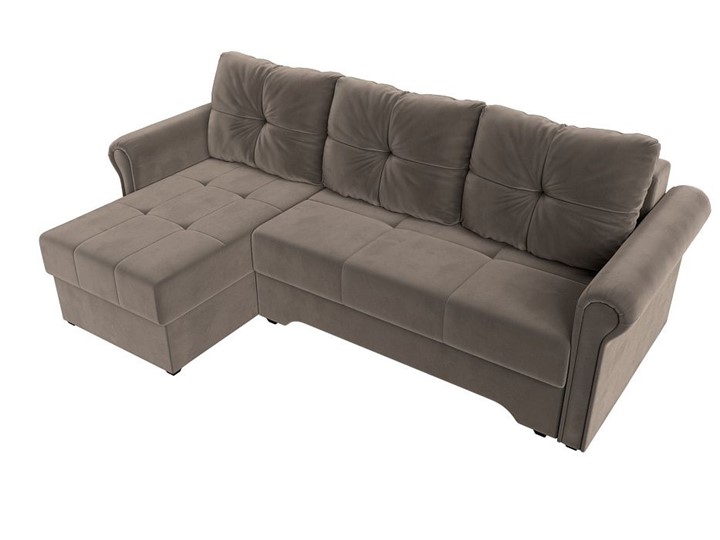 Угловой раскладной диван Леон боннель, Коричневый (Велюр) в Самаре - изображение 4