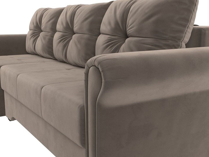 Угловой раскладной диван Леон боннель, Коричневый (Велюр) в Тольятти - изображение 7