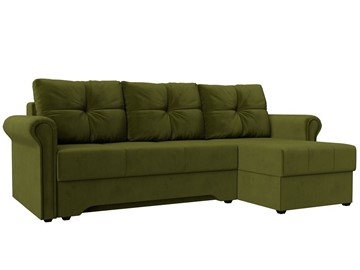 Угловой раскладной диван Леон боннель, Зеленый (Микровельвет) в Тольятти