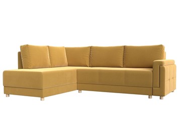 Угловой раскладной диван Лига-024, Желтый (Микровельвет) в Самаре