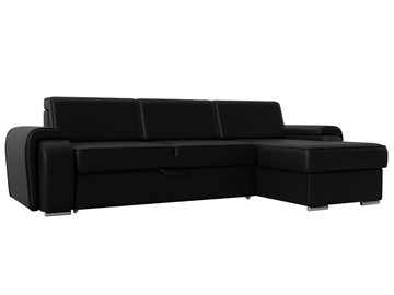 Угловой раскладной диван Лига-025, Черный (Экокожа) в Самаре