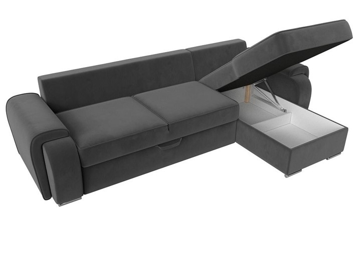 Угловой раскладной диван Лига-025, Серый (Велюр) в Тольятти - изображение 2
