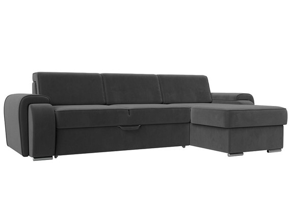 Угловой раскладной диван Лига-025, Серый (Велюр) в Самаре - изображение