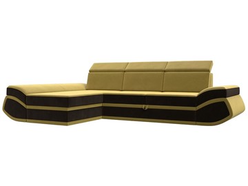 Угловой раскладной диван Лига-032 Желтый\коричневый (Микровельвет) в Тольятти