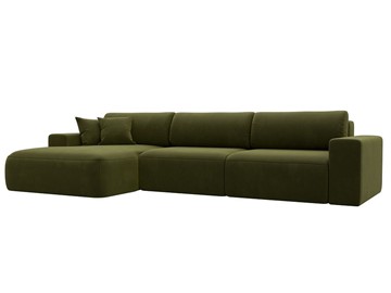 Угловой диван Лига-036 Классик лонг, Зеленый (Микровельвет) в Самаре