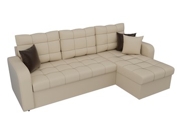 Угловой диван с оттоманкой Ливерпуль, Бежевый (экокожа) в Самаре