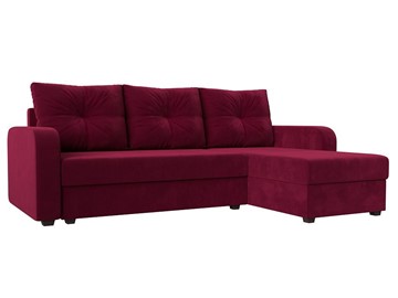 Угловой диван с оттоманкой Ливерпуль Лайт, Бордовый (Микровельвет) в Самаре