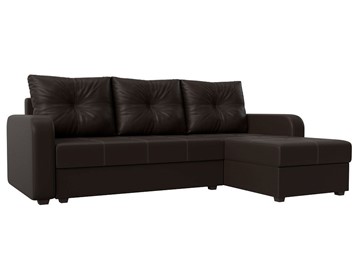 Угловой диван с оттоманкой Ливерпуль Лайт, Коричневый (Экокожа) в Самаре