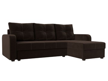 Угловой диван с оттоманкой Ливерпуль Лайт, Коричневый (Микровельвет) в Самаре